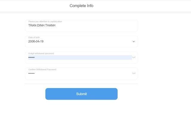 Step 4: Finally, click "Next" on the local bank deposit interface. Here, you will fill in the necessary information for successful Depositing confirmation.